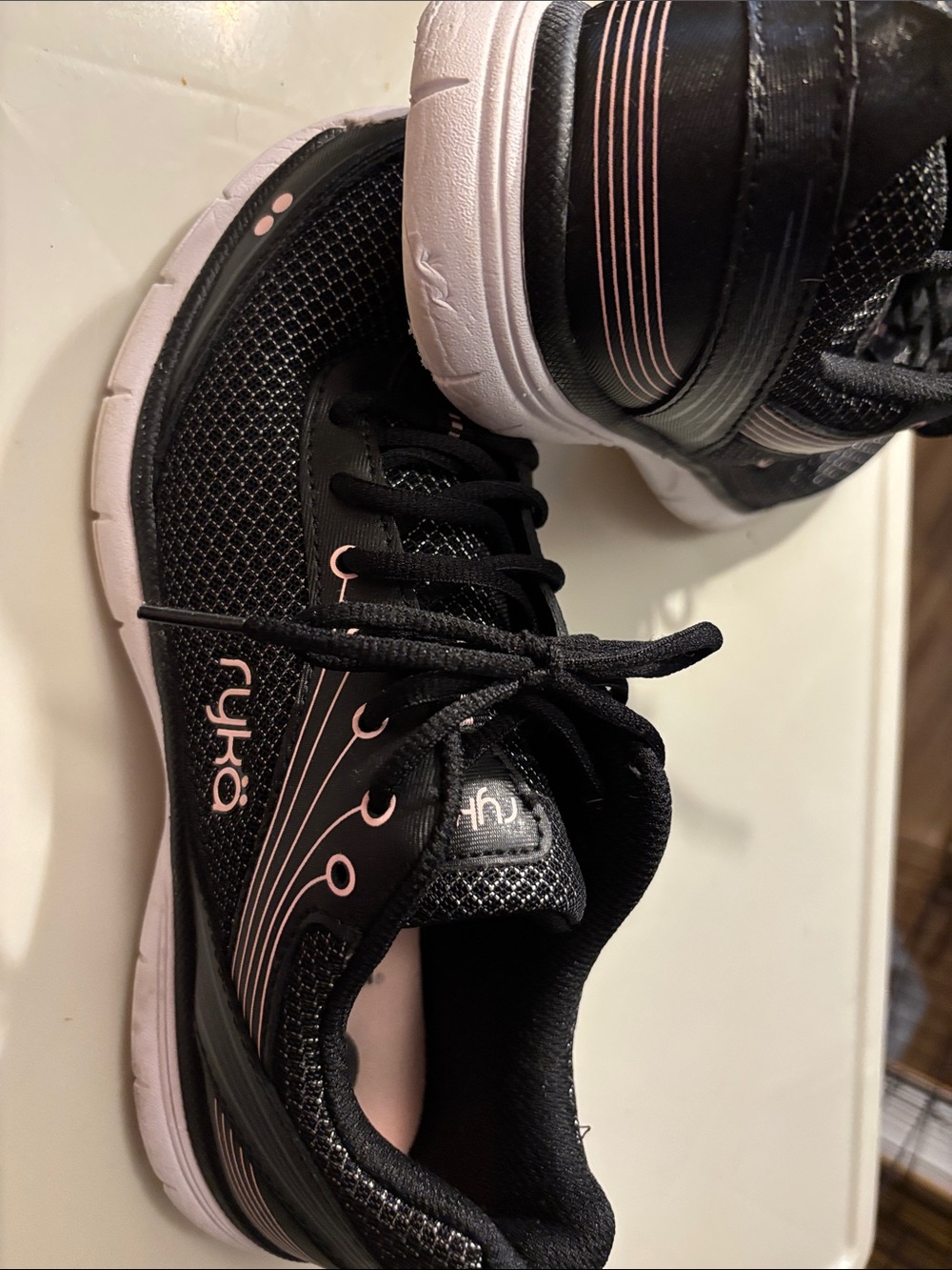 Ryka Black with Light Pink Accent Fitness Sneakers